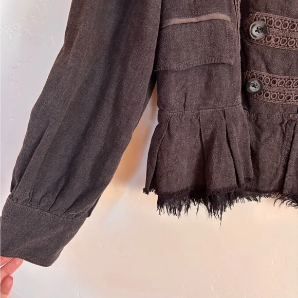 Free People Brown Military Button Jacket Small - Picture 3 of 5